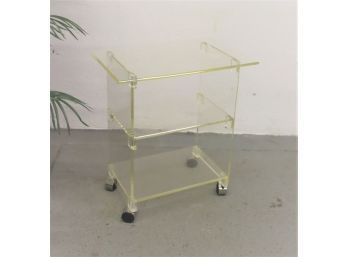 Vintage CHJ Style Three Shelf Bar Trolley In Lucite