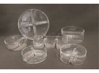 Set Of Five Sectioned And Divided Serving Dishes By Badash Crystal