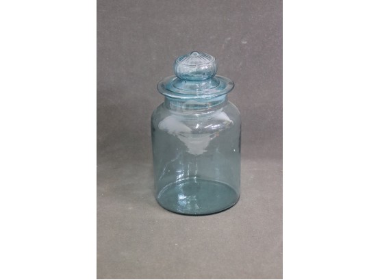 Aquamarine Glass Apothecary Jar With Lid
