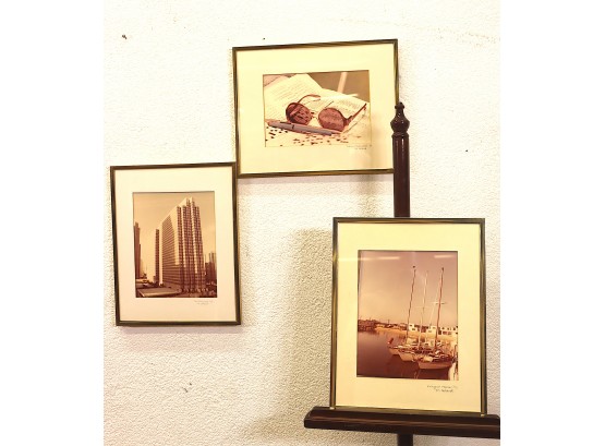 Trio Of Art Photographic Prints - M. Saland, Signed/Dated - Vineyard Haven '71, San Fran '77, Times Xword '81