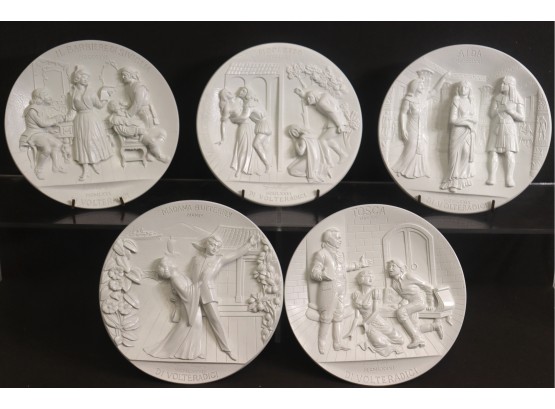 5 Commemorative La Scala Opera Alabaster Wall Plates - Gino Ruggeri/Studio Dante Di Volteradici