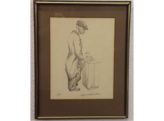 'the Banana Seller' By Seymour Rosenthal - Limited Edition Black & White Lithograph #7/100, Signed