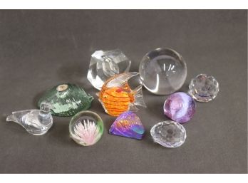 Group Lot Of 10 - Shiny, Faceted,  And Colorful Glass Decorative Objects