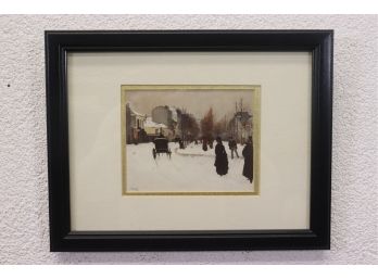 Framed Print - Norbert Goeneutte 'The Boulevard De Clichy Under Snow'