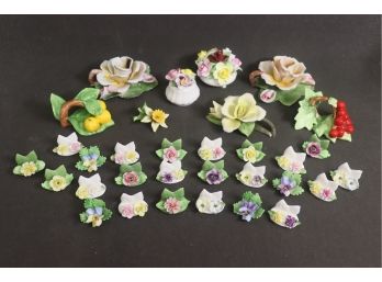 Pastel Flowers For The Table - Vintage Porcelain Place Card Holders & Napkin Rings