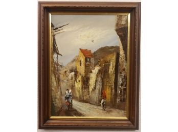 Neo-Impressionist Old City Street Scene - Noted In Pencil Verso: Safed, Israel July 1980