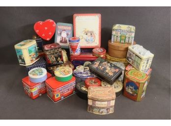Two Dozen Plus Vintage And Contemporary Tea, Cookie, Sweets Tins And Boxes - Colorfully Decorated