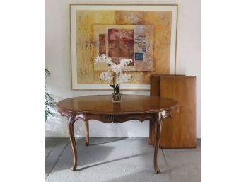 White Furniture Co. Oval Extension Dining Table - Book Matched Mahogany Veneer Top And Cabriole Legs