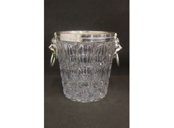 Cut Crystal Champagne Bucket With Lion's Head & Ring Handles
