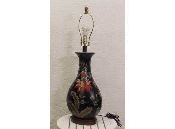 Baluster Lamp With Striking Flower Burst Technicolor On Pitch Black
