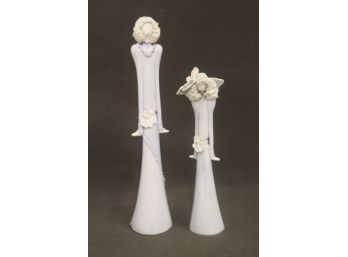 Pair Of Porcelain Figurines - Elegantly Stretched Zombie Gal Belles Of The Ball