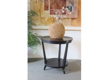 Deco Inspired Double Round Walnut Side Table
