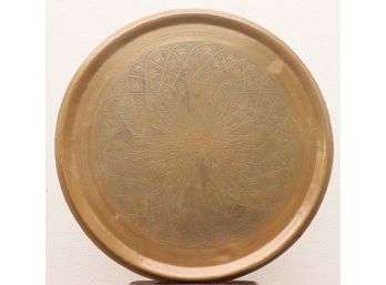 Hand Embossed/ Engraved Middle-Eastern Decorative Bronze Round Tray -  Fractal Pattern - 31' Round  NO LECS