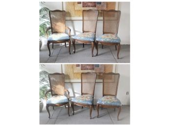 SIX High Shield Cane Back Cabriole Chairs - One Arm Chair And Two Side Chairs