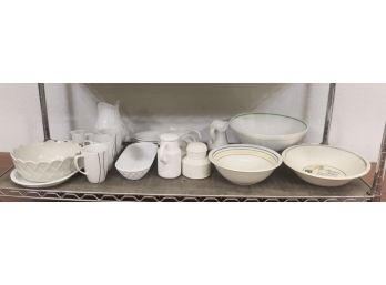 Nice Shelf Lot Assortment Of White (mostly) Ceramic Tableware