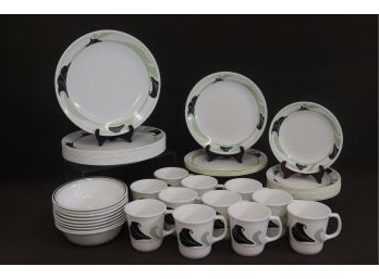 Vintage Black Orchid Corelle By Corning Dinnerware - Mixed, Partial