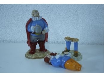 Murano Style Falstaff & Prince Hal Glass Figurines - One Damaged - Hal Broken Off At Knees