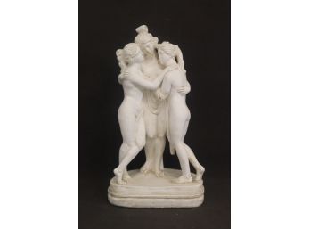 The Three Graces (after Canova) -Mirth, Elegance, And Beauty- Statuette In Plaster
