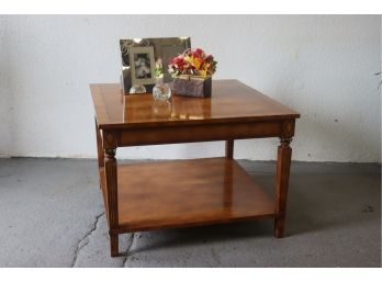 Traditional Mahogany Two Tiered Square End Table