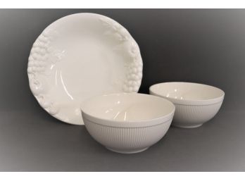 Group Of Three Bowls - Two Wedgwood Windsor Fluted Bowls And One Large Fruit Bowl By Signature Japan