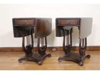 Pair Of Mahogany Drop Side Lamp Tables