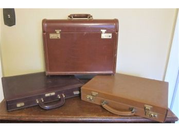 Group Of Leather Briefcases-Vintage