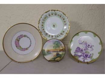 Four Varied, Exquisite Hand-Painted Plates - T&V Limoges, M Nippon, And Bavaria/Germany