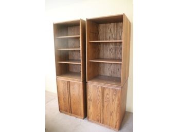 2 Shelving Units -shelves Over Doored Cabinets - 2 Parts