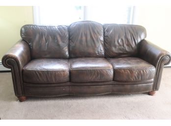 Brown Leather Sofa. Ware Consistent With Age And Use