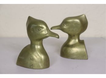 Vintage Solid Brass Duck Bookends