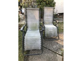 Relax America - 'we Got This Loungers' - Pair Of Outdoor Valium Shaped Like Lounge Chairs