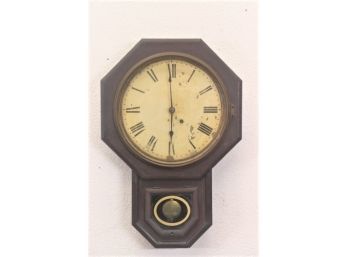 Octagonal Case Round Face Hinged Glass Pendullum Wall Clock - Untested/OffUntested/Offered As Is