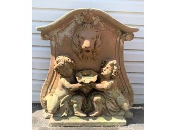 Lion And Putti Wall Fountain -painted