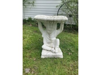 Painted Charming Cast Cement Side Table With Putti Base #2
