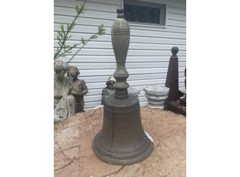 Vintage Brass Bell With Wooden Handle -16'H