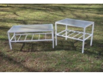 Glass Top Coffee Table  And Side Table- Aluminum