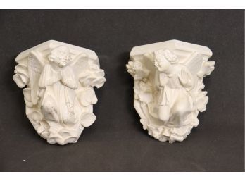 Angels On The Wall: Pair Of Plaster Wall Sconce Shelves