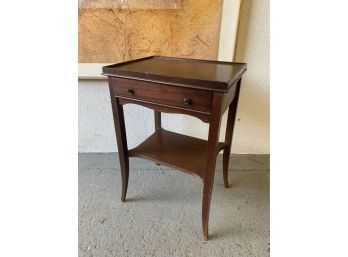 Mahogany 1 Drawer Side Table - Wear Consistent With Use.