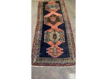 Long Red/Blue Box Banded Oriental Runner (106' X 41')