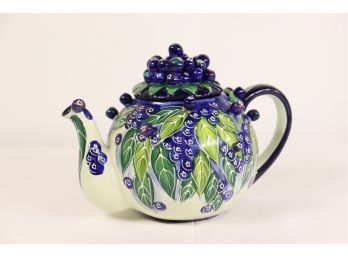 Blue Sky Jeanette McCall Blueberry Teapot Ceramic Icing On The Cake
