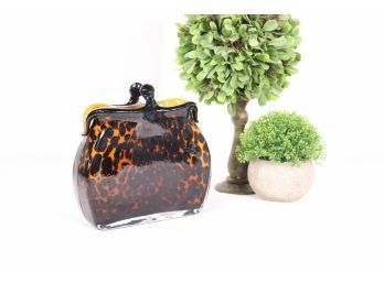 Decorative Colored Glass Tortoise/leopard Pattern Pocketbook Vase