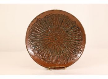 Pottery Plate With Mark On The Back -10' Round