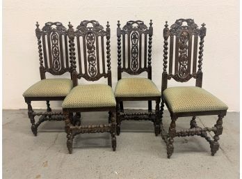 Set Of 4 Carved Chairs