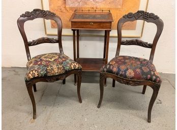 Pair Of Victorian Side Chairs (ONLY The Chairs, Side Table Not Part Of Lot)
