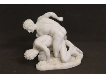 Small Reproduction Sculpture - After The Antique The Wrestlers (veronese Design, Made In China)