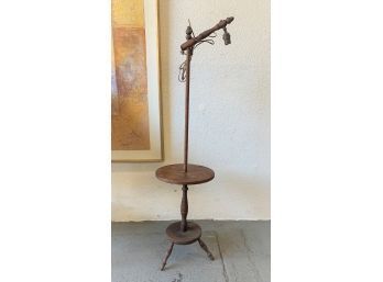 Cottage Wooden Side Table Floor Lamp