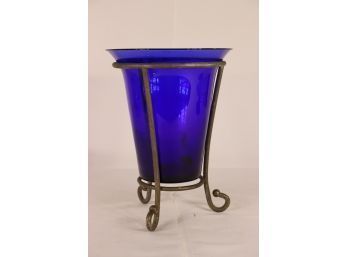 Cobalt Blue Vase With Stand