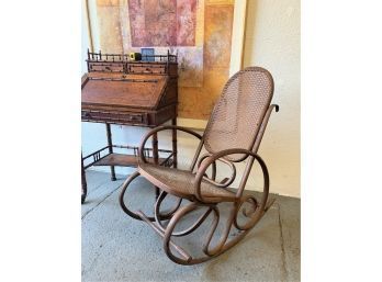 Vintage Bentwood Cane Back & Seat Rocking Chair