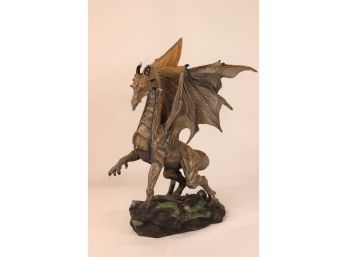 Midnight Dragon On Rocks And Skulls Figurine - Cold Cast Resin, Summit Collection