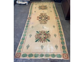 Sprawling Sisal Runner With Multi-color Screened Heraldic Decoration (178' X 72.5')